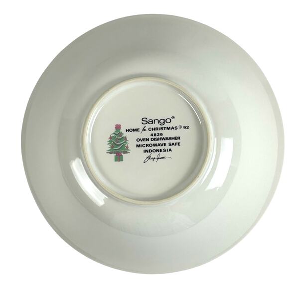 Sango Home for Christmas 1992 Indonesia Black Mark #4829 Serving Bowl-9.25" - Picture 8 of 9